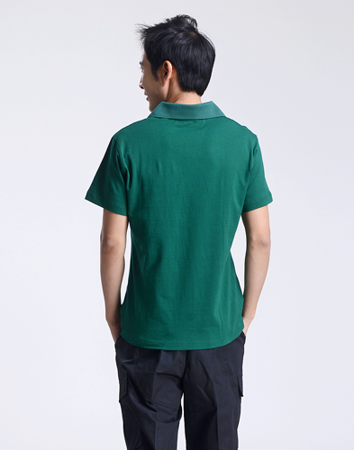 男T恤修身短袖墨绿色polo衫