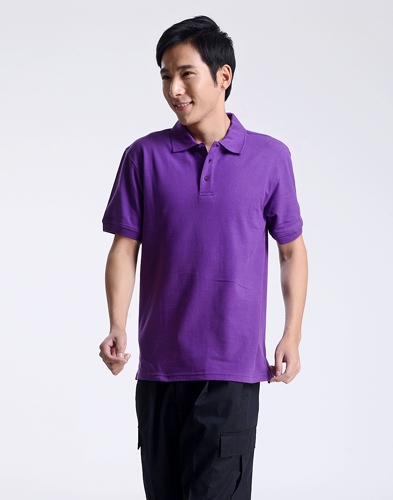 男T恤修身短袖紫色polo衫