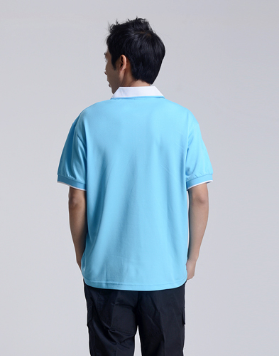 男T恤修身短袖纯棉荧光蓝polo衫